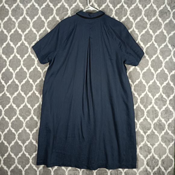 Lafayette 148 Painter Smock Tunic XXL Blue Linen Blend Plus Size Pockets - Picture 6 of 11